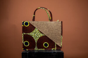 Sac cabas bordeaux et jaune bi matière