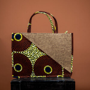 Sac cabas bordeaux et jaune bi matière