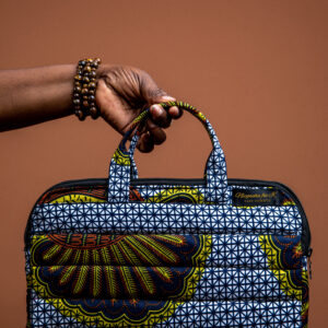 Pochette Ordinateur Matelassée en Tissu Wax